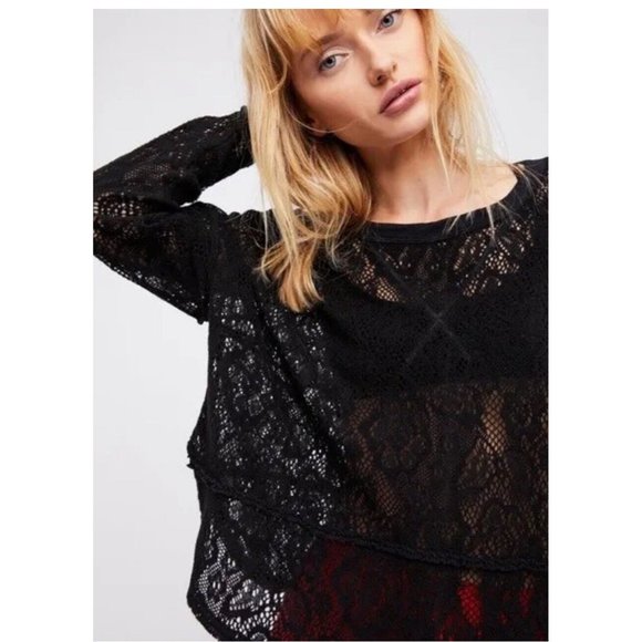 Free People Tops - Free People Not Cold In This Knit Lace Top Size M NEW W/TAGS